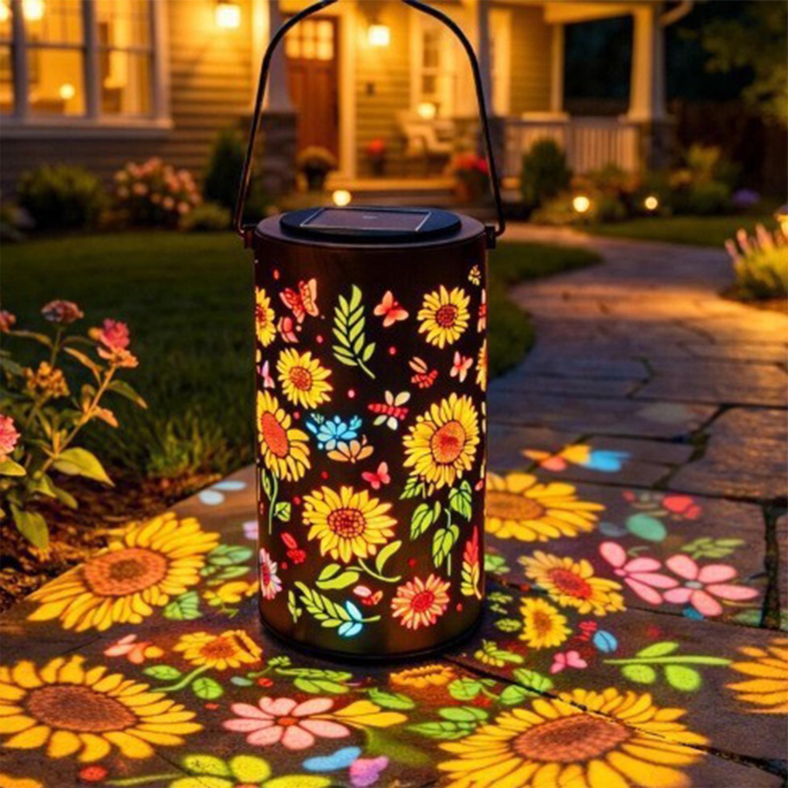 Outdoor Lighting For Patio - 해바라기 태양광 랜턴, 방수 금속 다채로운
