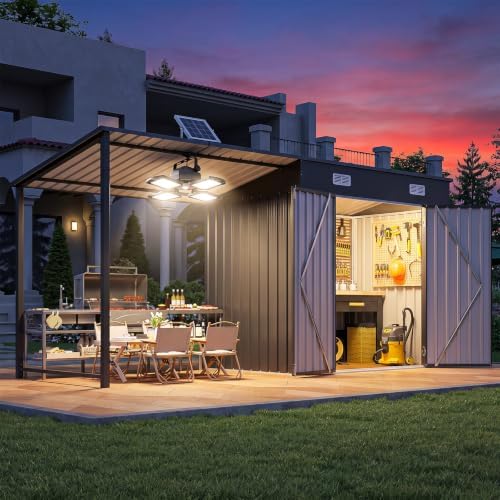 Outdoor Lighting For Gazebo - 6x4피트 야외용 창고 및 하드탑 정자(솔라