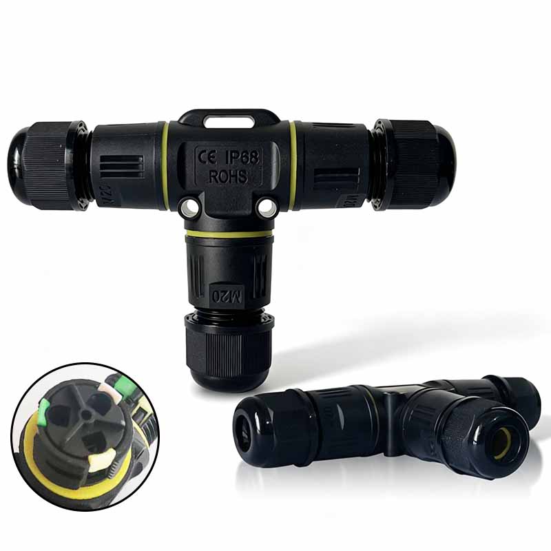 Outdoor Lighting Connectors - IP68 방수 T형 케이블 커넥터 3방향