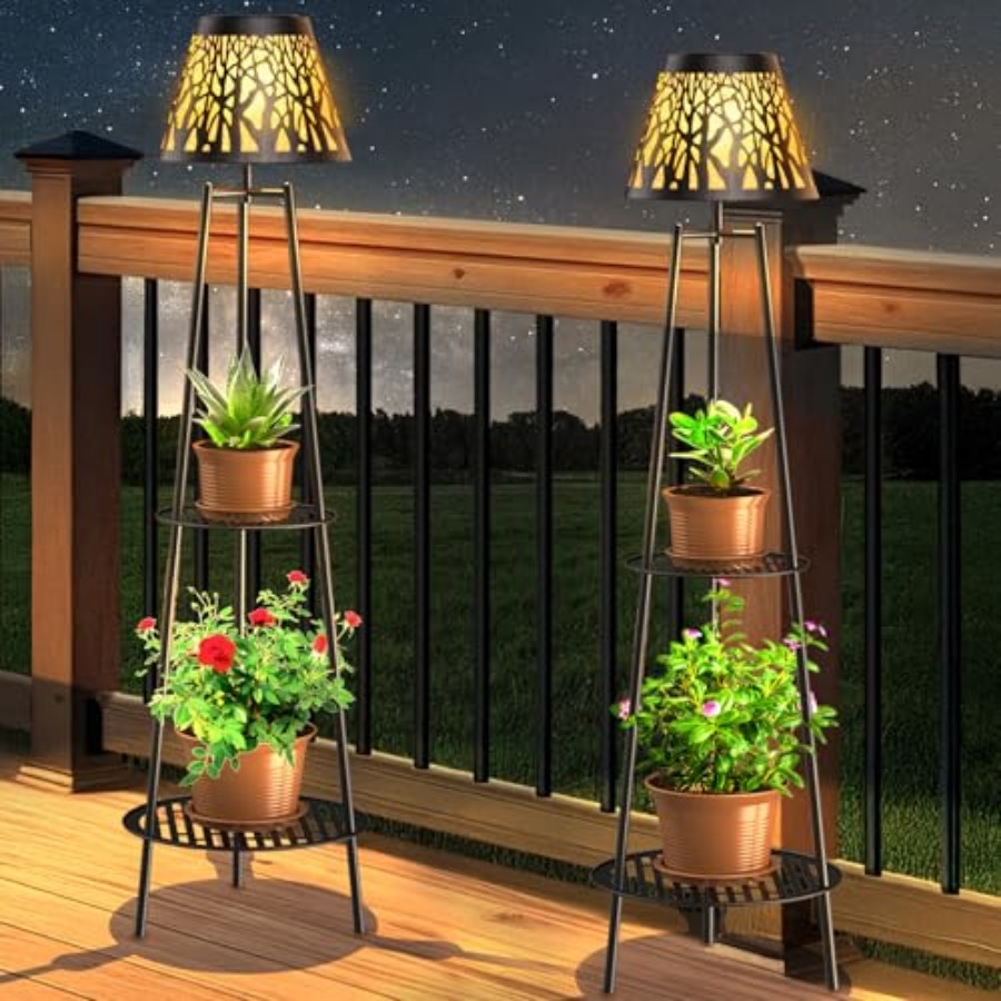 Outdoor Lighting Waterproof - 2팩 야외용 태양광 바닥 램프(식물 스탠드