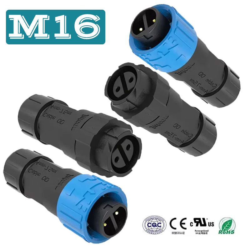 2핀 M16 전원 커넥터 셀프 잠금 조립형 IP67 방 - Outdoor Lighting Connectors 리뷰 및 가격