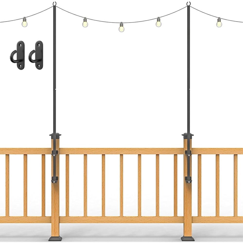 2팩 스트링 라이트 폴 - 스테인리스 스틸 6.5피트  - Outdoor Lighting For Garden 리뷰 및 가격