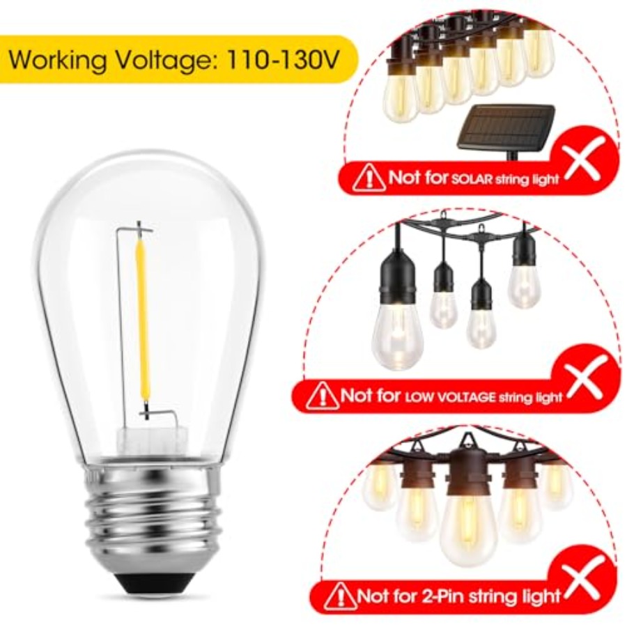 36팩 S14 LED 전구(야외 스트링 조명용), 파티 - Outdoor Lighting For Patio 리뷰 및 가격