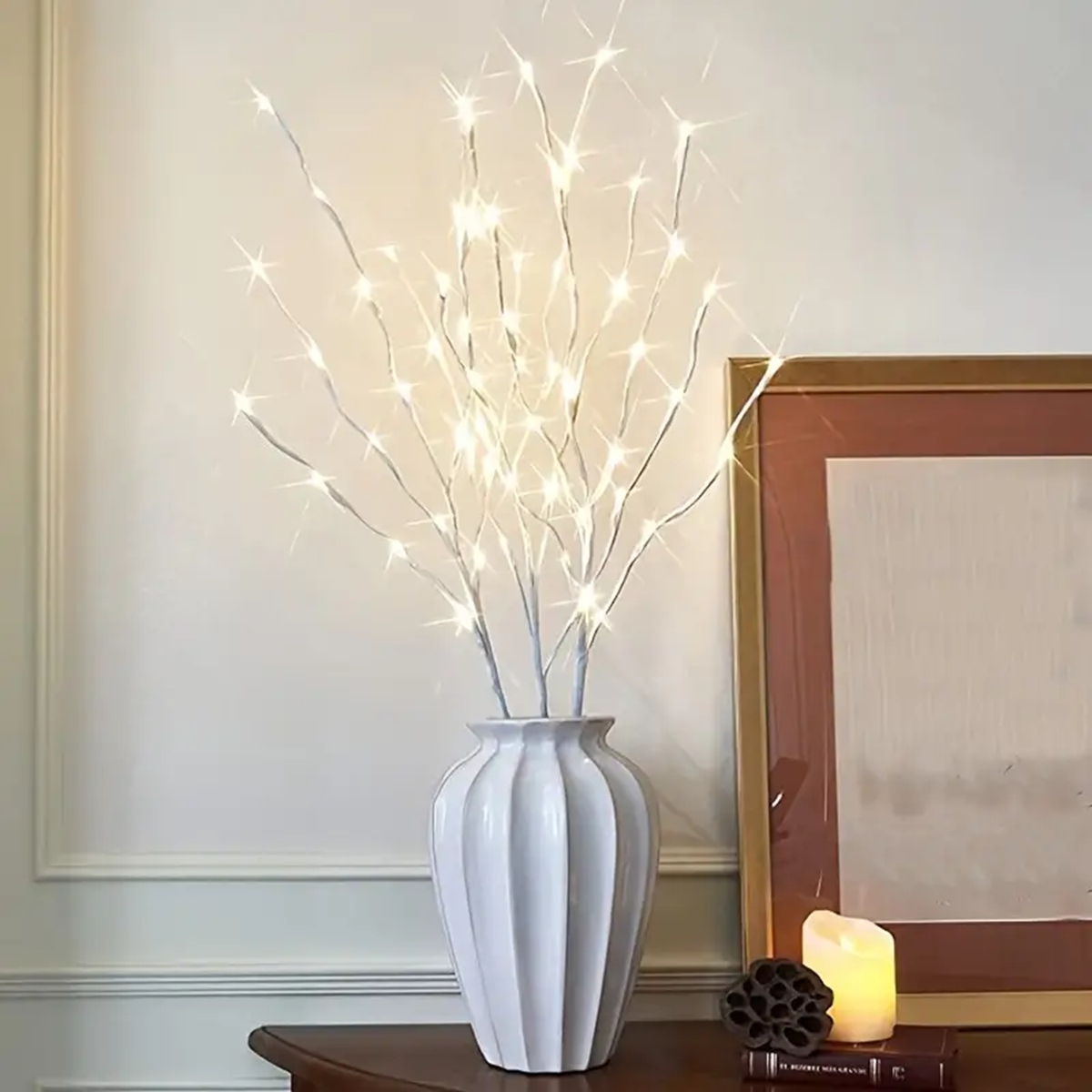 배터리 구동 1PC 흰색 자작나무 가지 조명 20LED - Outdoor Lighting Battery Powered 리뷰 및 가격