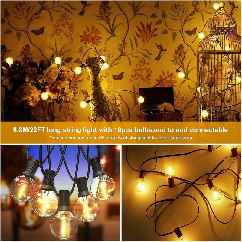 LED 야외 조명 스트링 64FT G40 가든 테라스  - Outdoor Lighting Effects 리뷰 및 가격