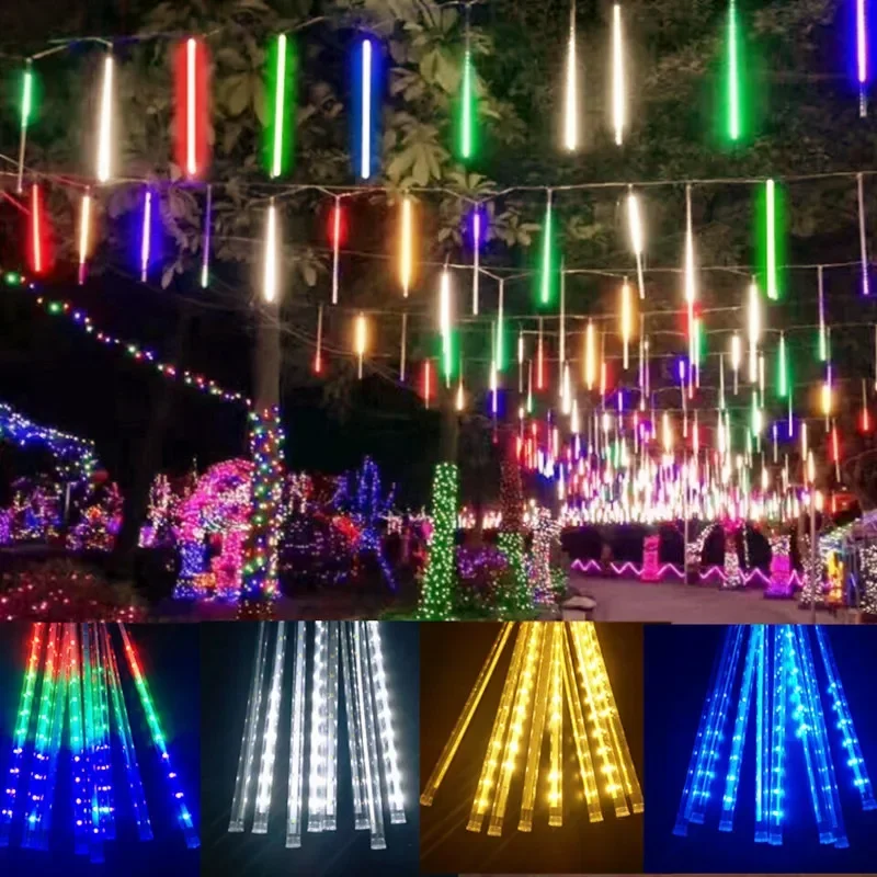 방수 유성우 비 LED 스트링 조명, 야외 휴일 크리스 - Outdoor Lighting Effects 리뷰 및 가격