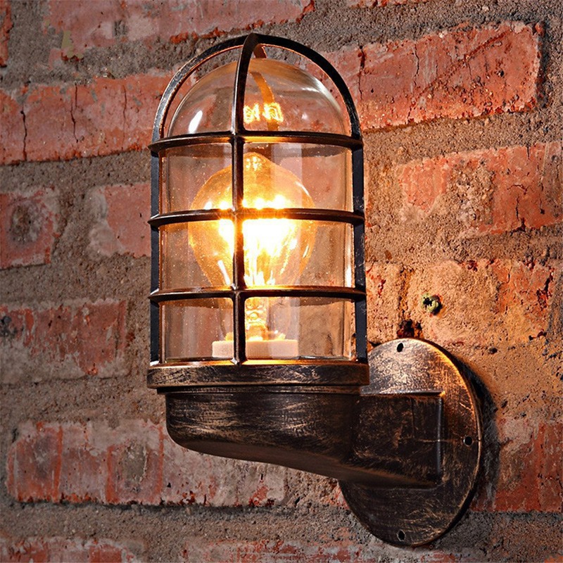 빈티지 로프트 케이지 인더스트리얼 스타일 벽등, 배경  - Outdoor Lighting Restaurant 리뷰 및 가격