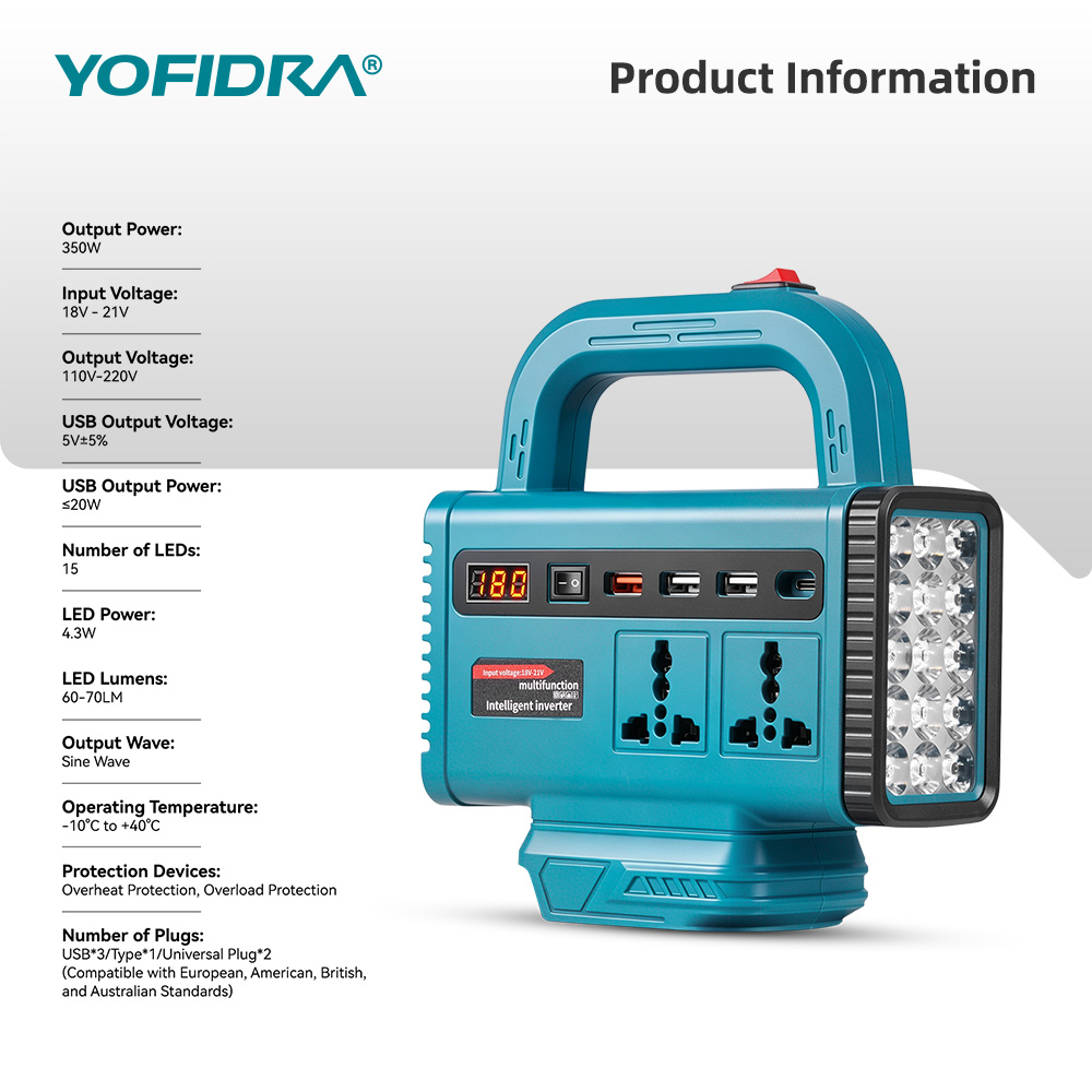 요피드라 220V 휴대용 파워 인버터 야외 비상 전원  - Outdoor Lighting Battery Powered 리뷰 및 가격