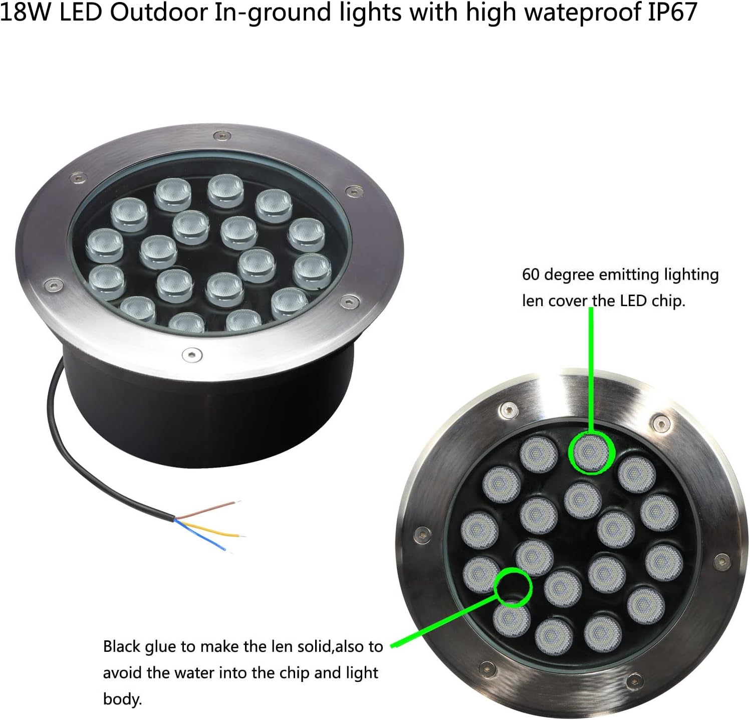 18W 실외 지상 조명, 직경 8인치, 방수 IP67  - Outdoor Lighting Voltage 리뷰 및 가격