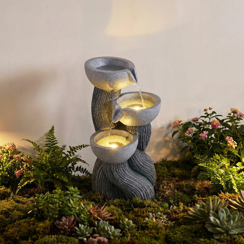 3단 야외 분수대(LED 조명 포함) 18.5인치 높이 - Outdoor Lighting Deck 리뷰 및 가격