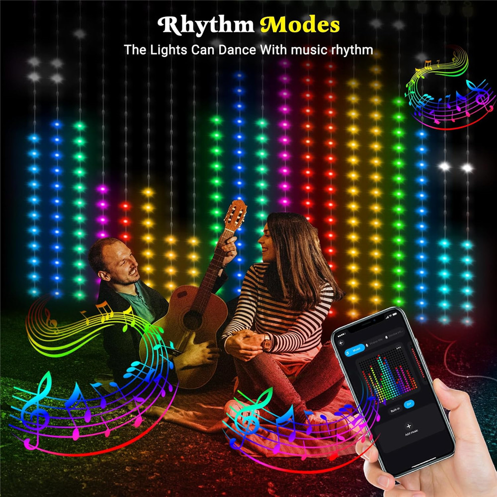 1/2PCS 400LED 커튼 조명 LED 스마트 스트 - Outdoor Lighting Remote Control 리뷰 및 가격