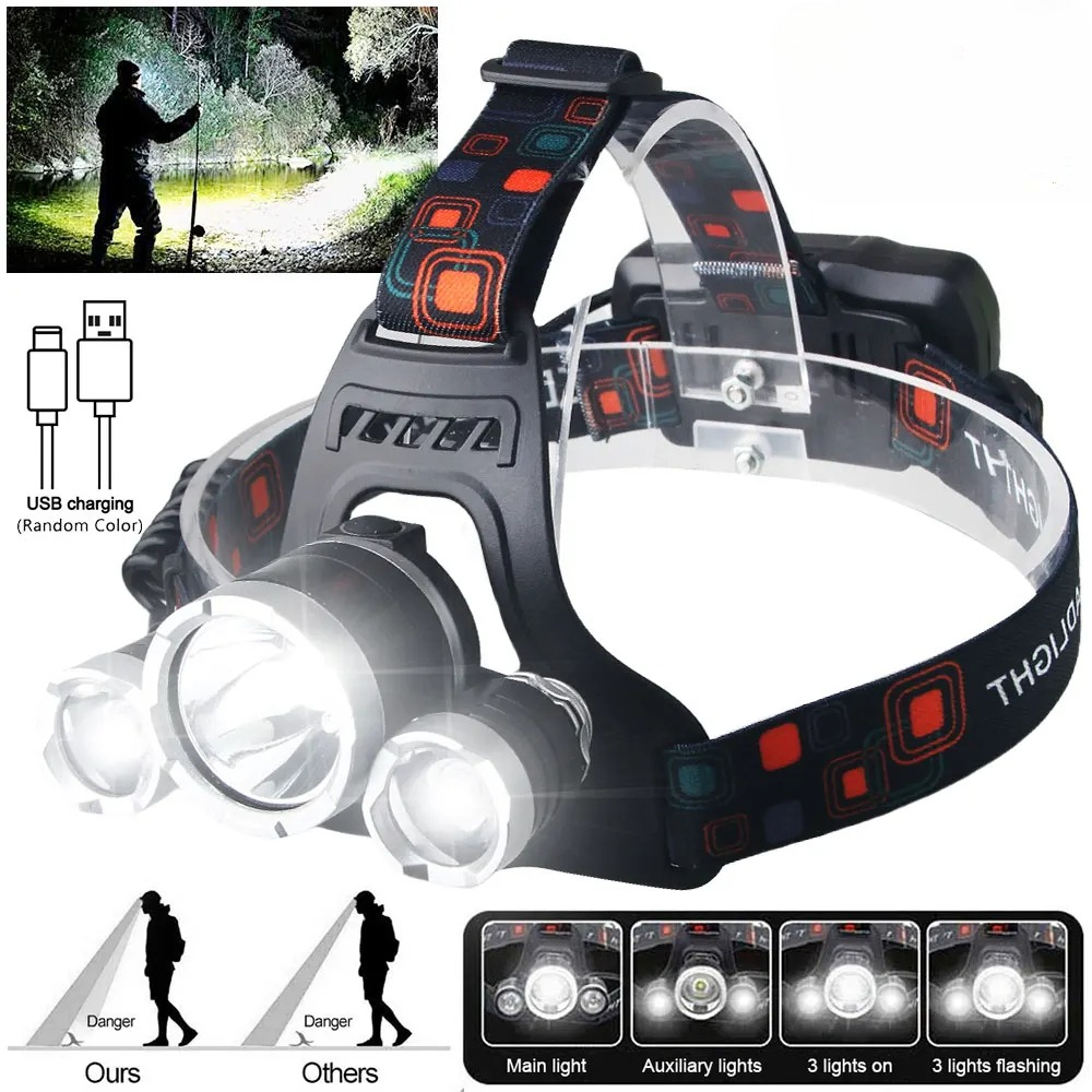 고출력 LED 헤드램프 18650 충전식 배터리 손전등 - Outdoor Lighting Battery Powered 리뷰 및 가격
