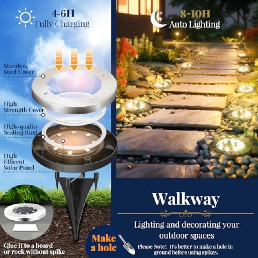 태양광 지상등 태양광 조명 야외 방수 8 LED 태양열 - Outdoor Lighting Waterproof 리뷰 및 가격