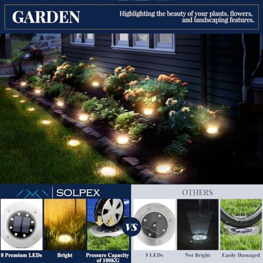 태양광 지상등 태양광 조명 야외 방수 8 LED 태양열 - Outdoor Lighting Waterproof 리뷰 및 가격