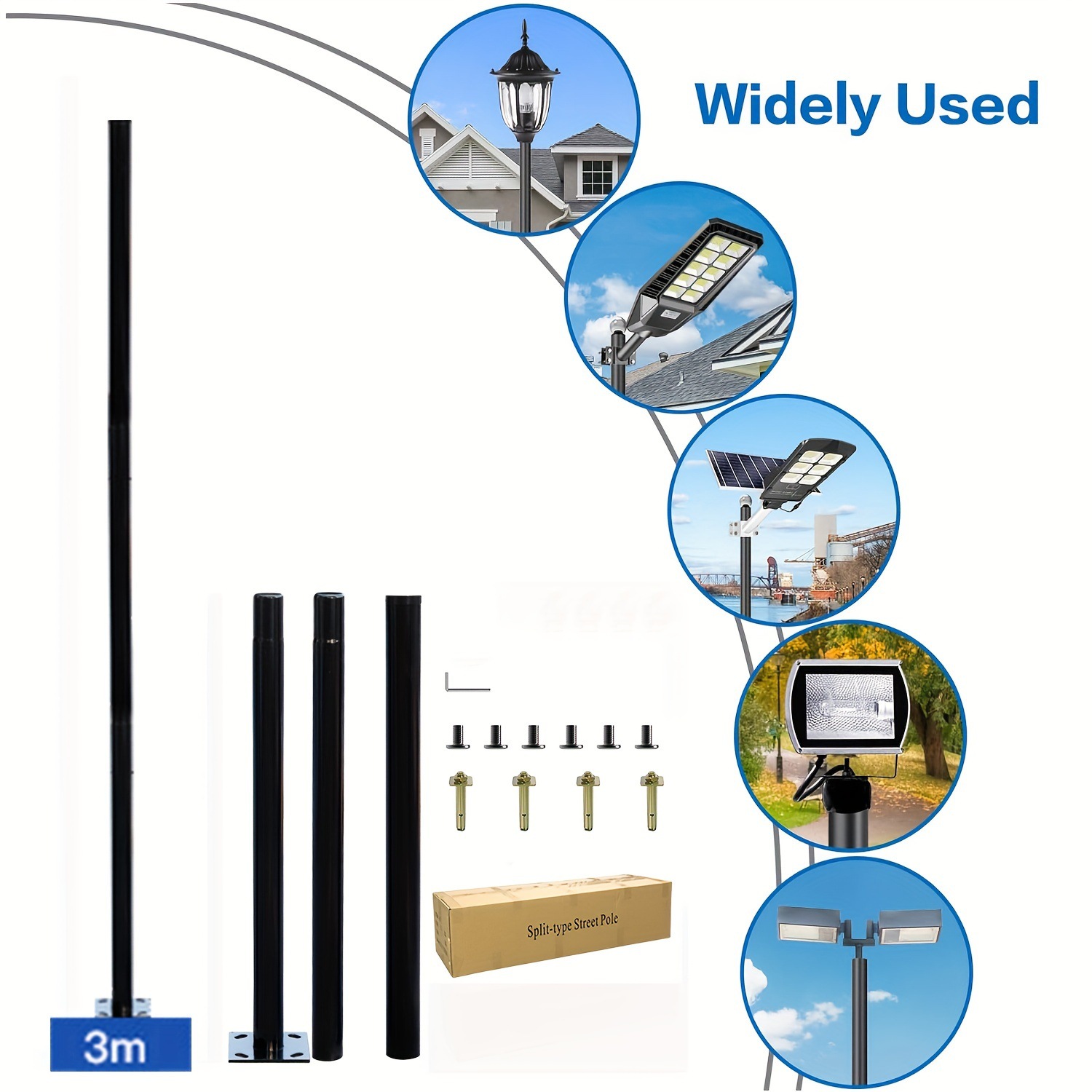 3m 태양광 야외 분리형 램프 기둥 아연 도금 강철 가 - Outdoor Lighting Pole 리뷰 및 가격
